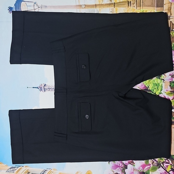 Banana Republic Ryan Fit Cuffed Wool Dress Black Italian Fabric Pants Size‎ 8L - Picture 5 of 5